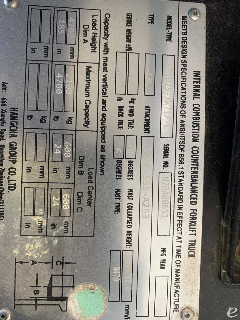 2021 Hangcha FP25C