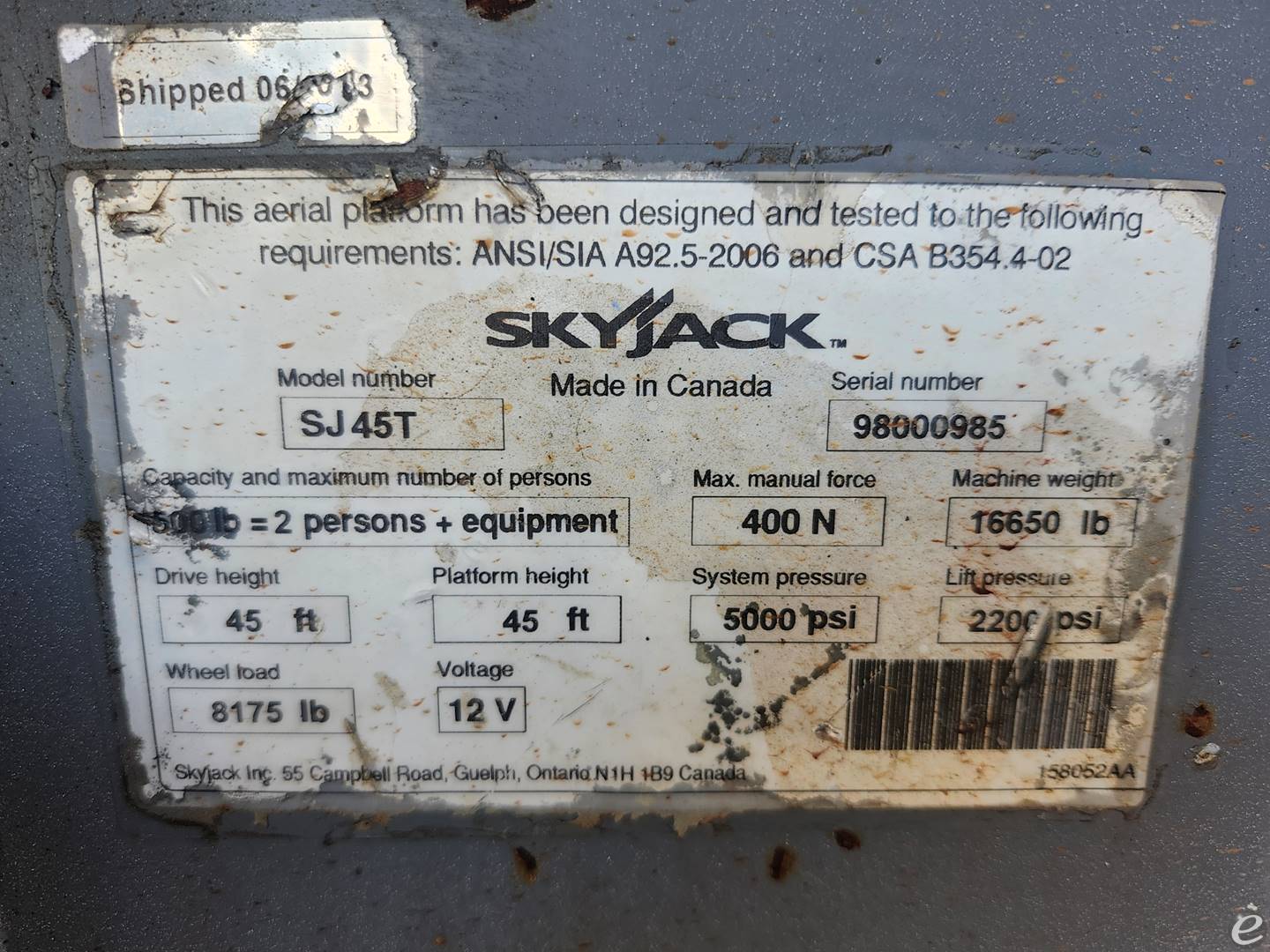 2013 Skyjack SJ45T