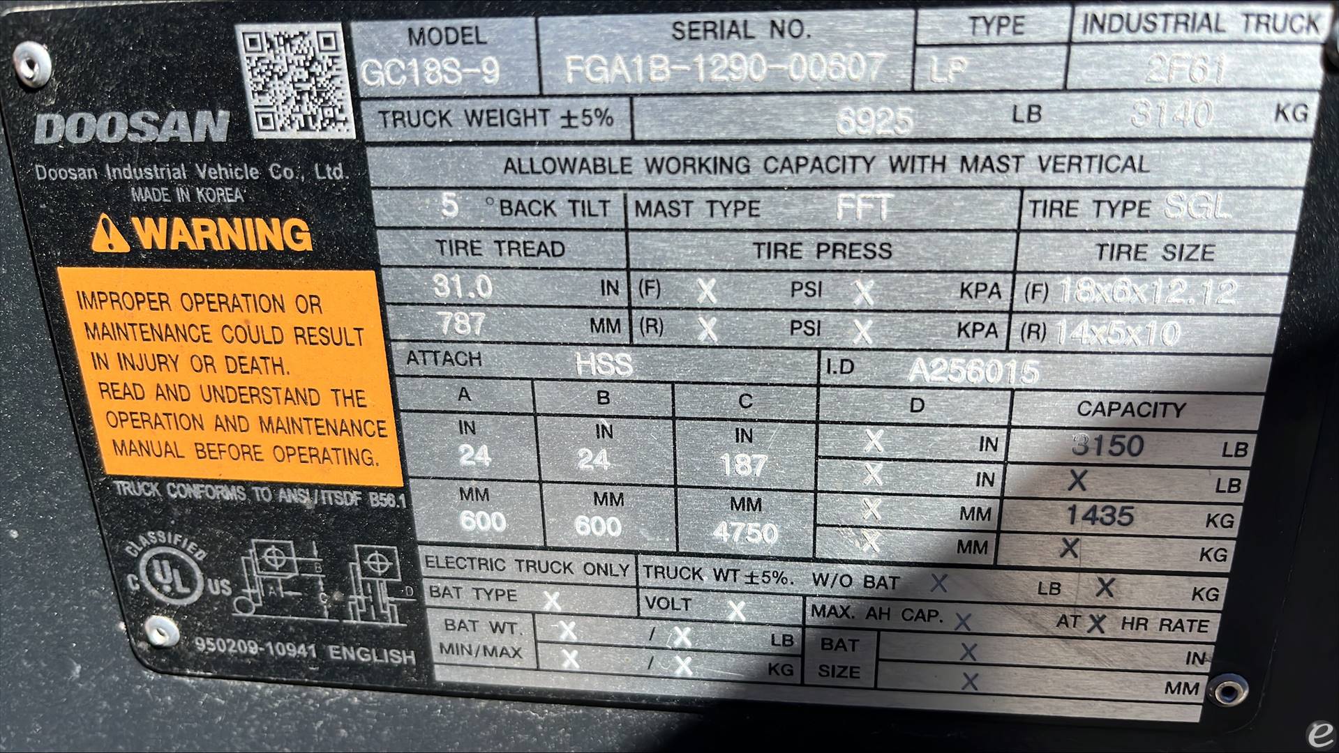 2022 Doosan GC18S-9