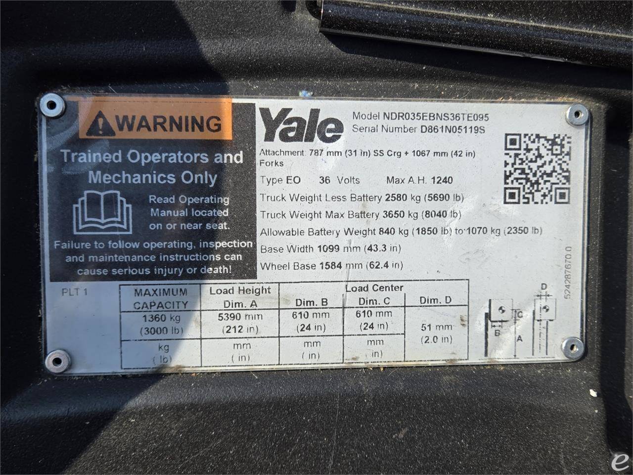 2018 Yale NDR035EB