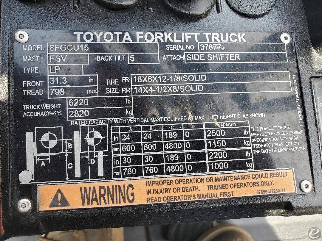 2018 Toyota 8FGCU15