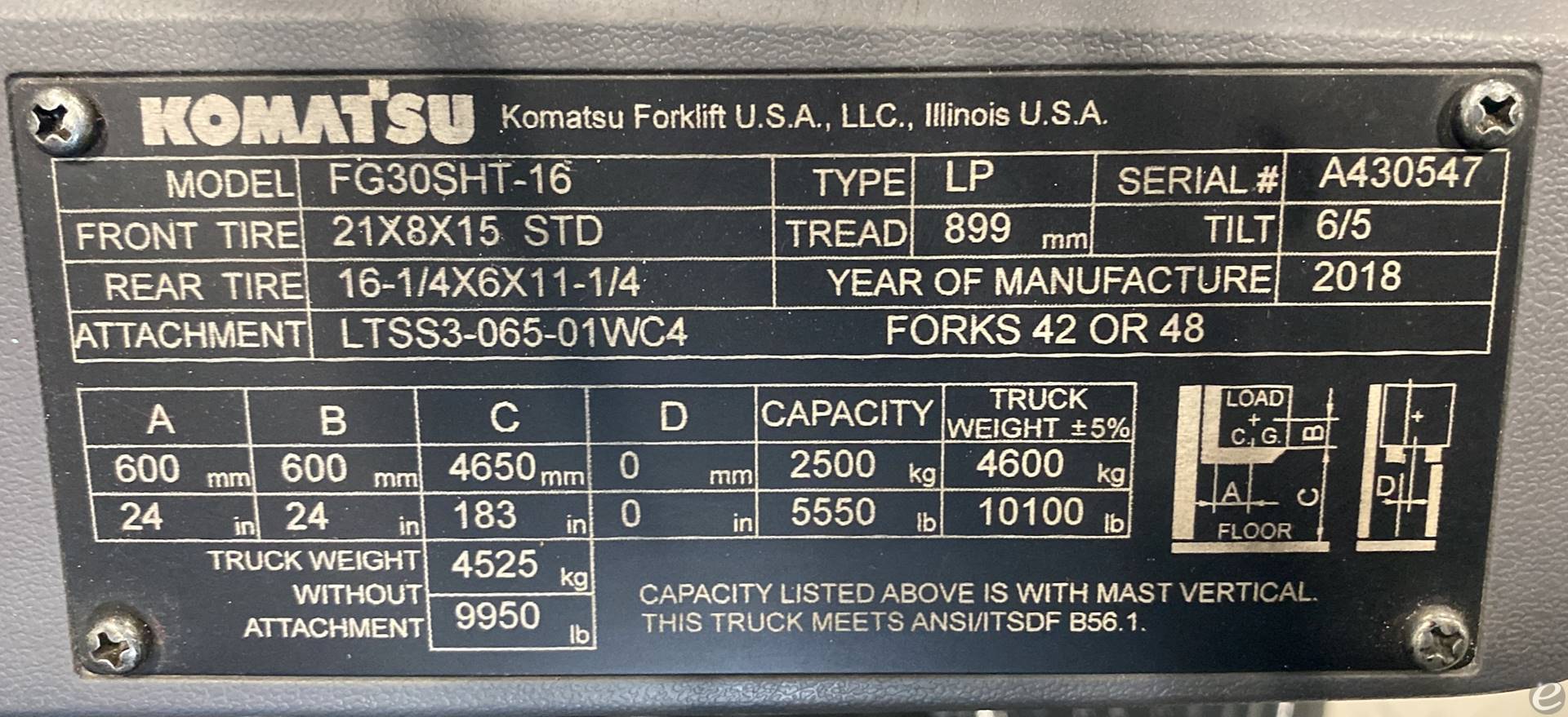 2018 Komatsu FG30SHT-16