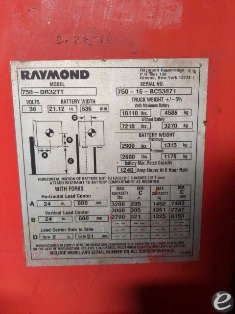 2016 Raymond 750-DR32TT