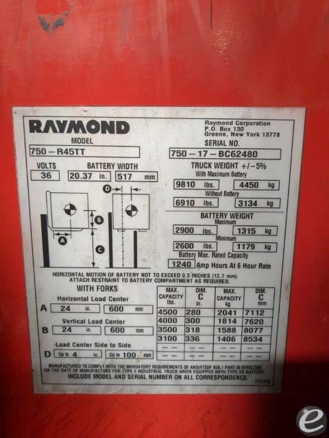 2017 Raymond 750-R45TT