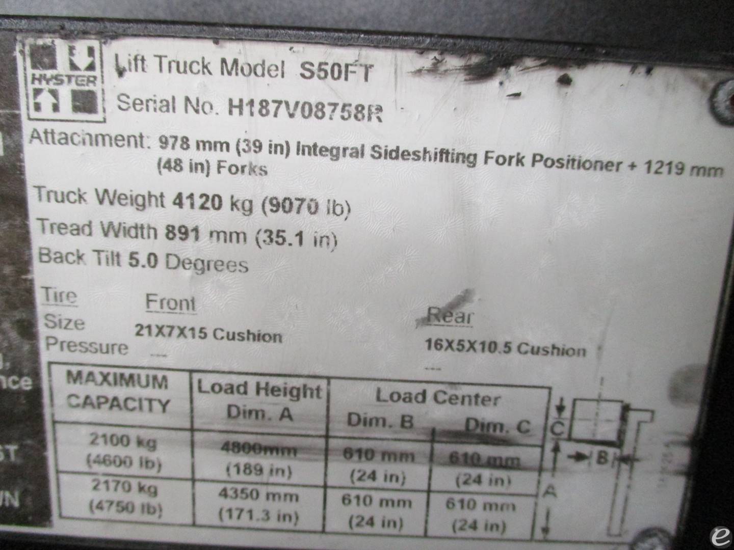 2017 Hyster H187V08758R