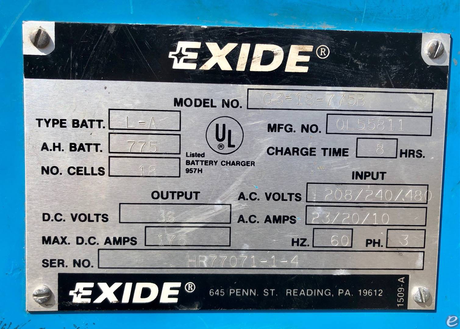 Exide G3-18-775B