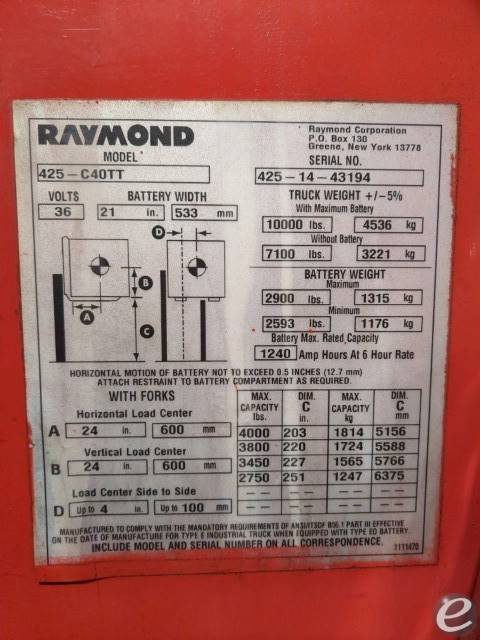 2014 Raymond 425-C40TT