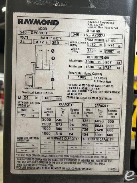 2015 Raymond 540OPC30TT