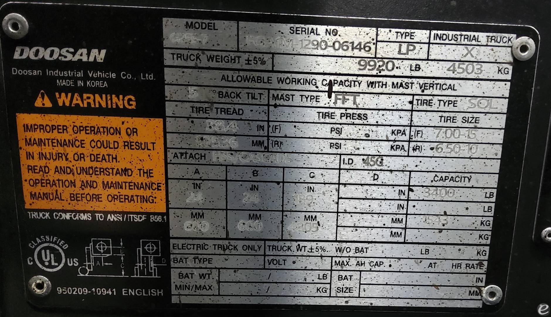 2023 Doosan G25E-7LP