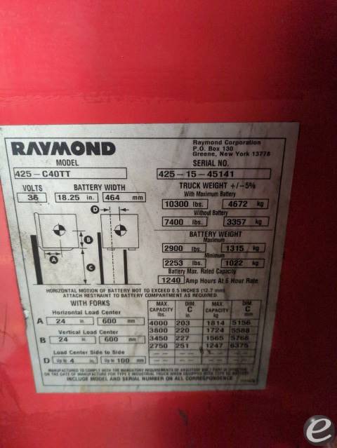 2015 Raymond 425-C40TT