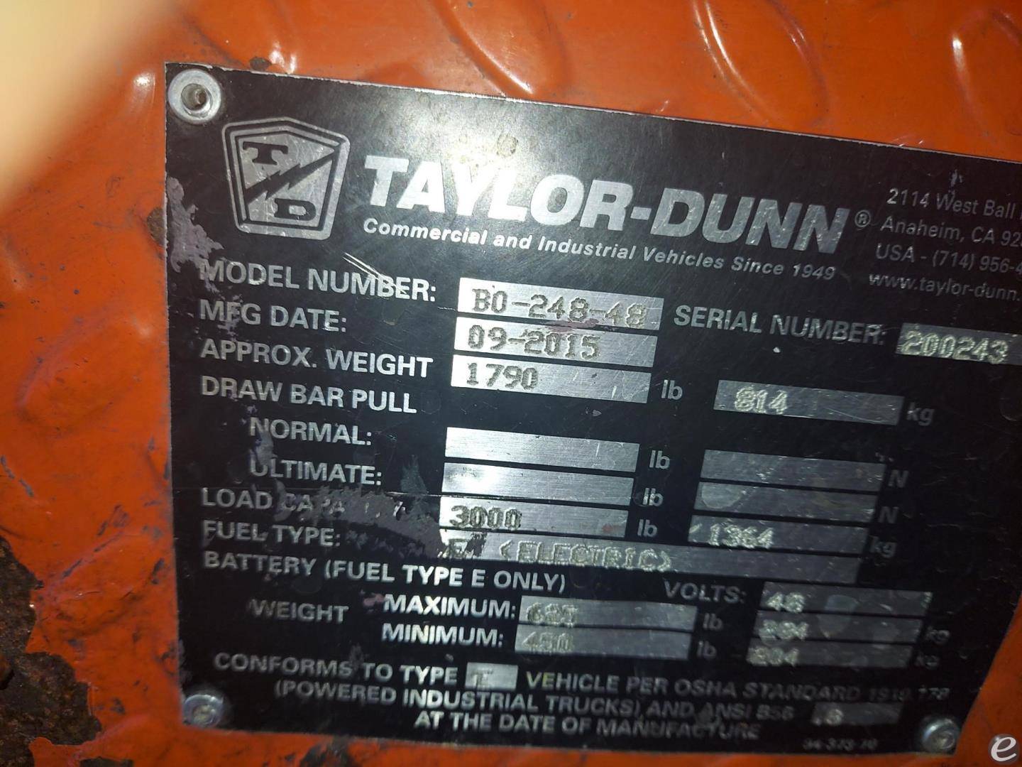 2015 Taylor Dunn B2-48