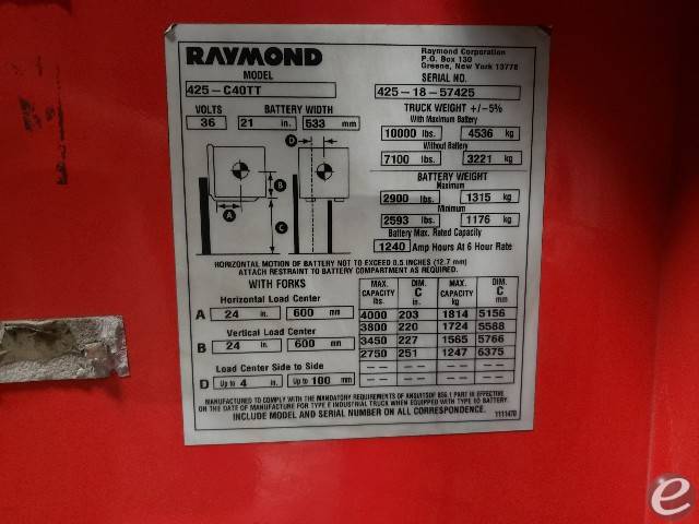 2018 Raymond 425-C40TT
