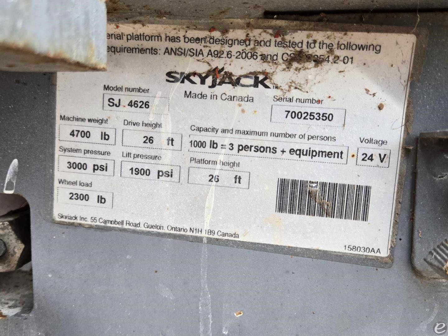 2015 Skyjack SJIII4626