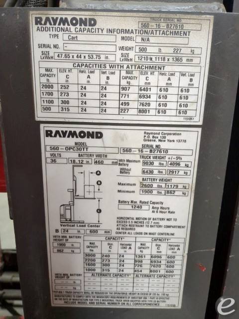 2016 Raymond 560-OPC30TT