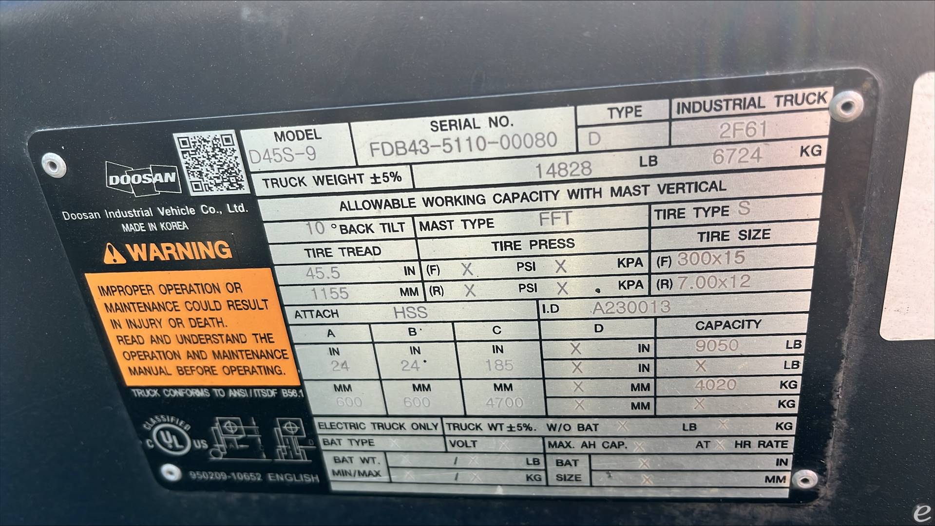 2022 Doosan D45S-9