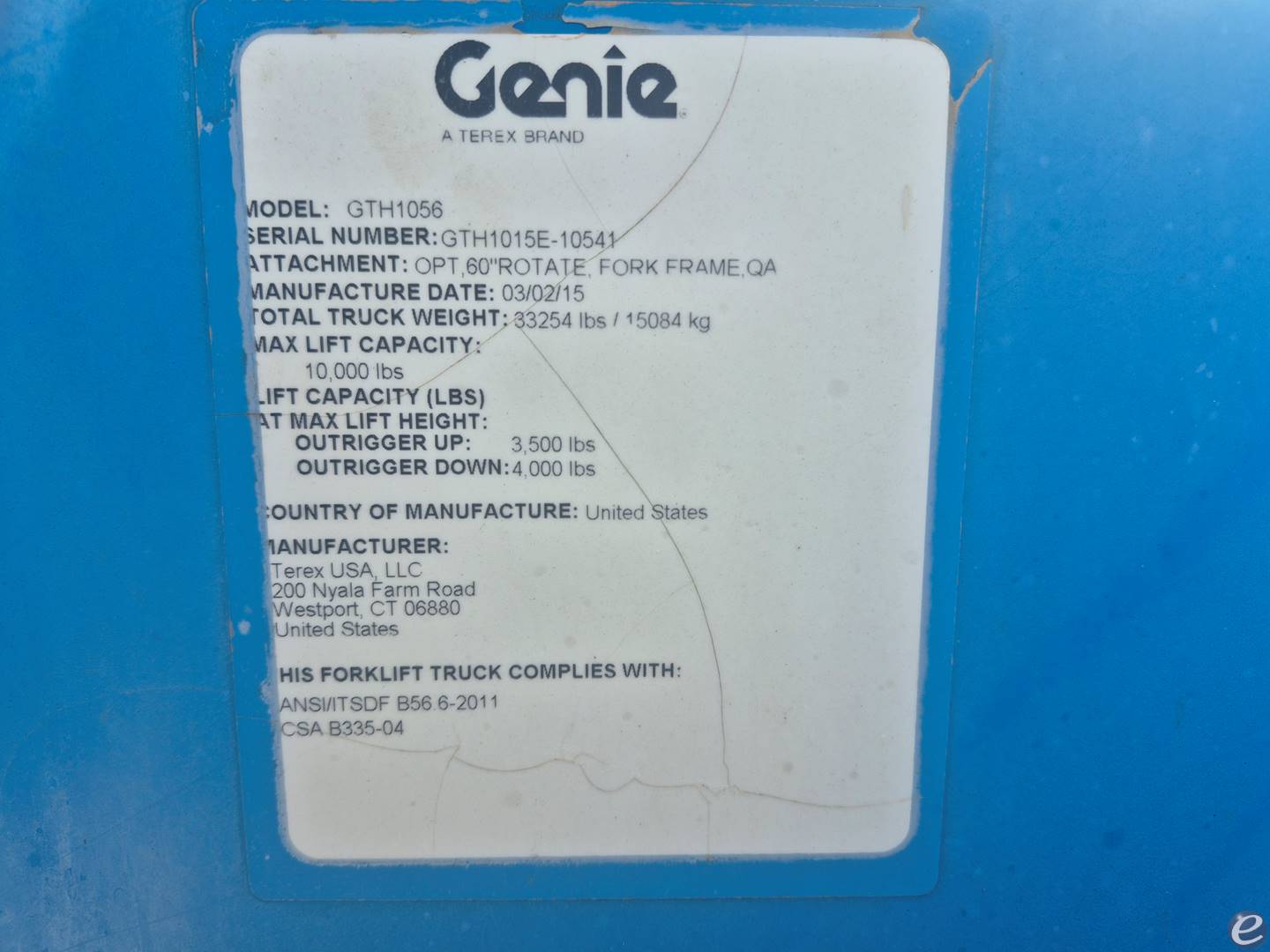 2015 Genie GTH-1056