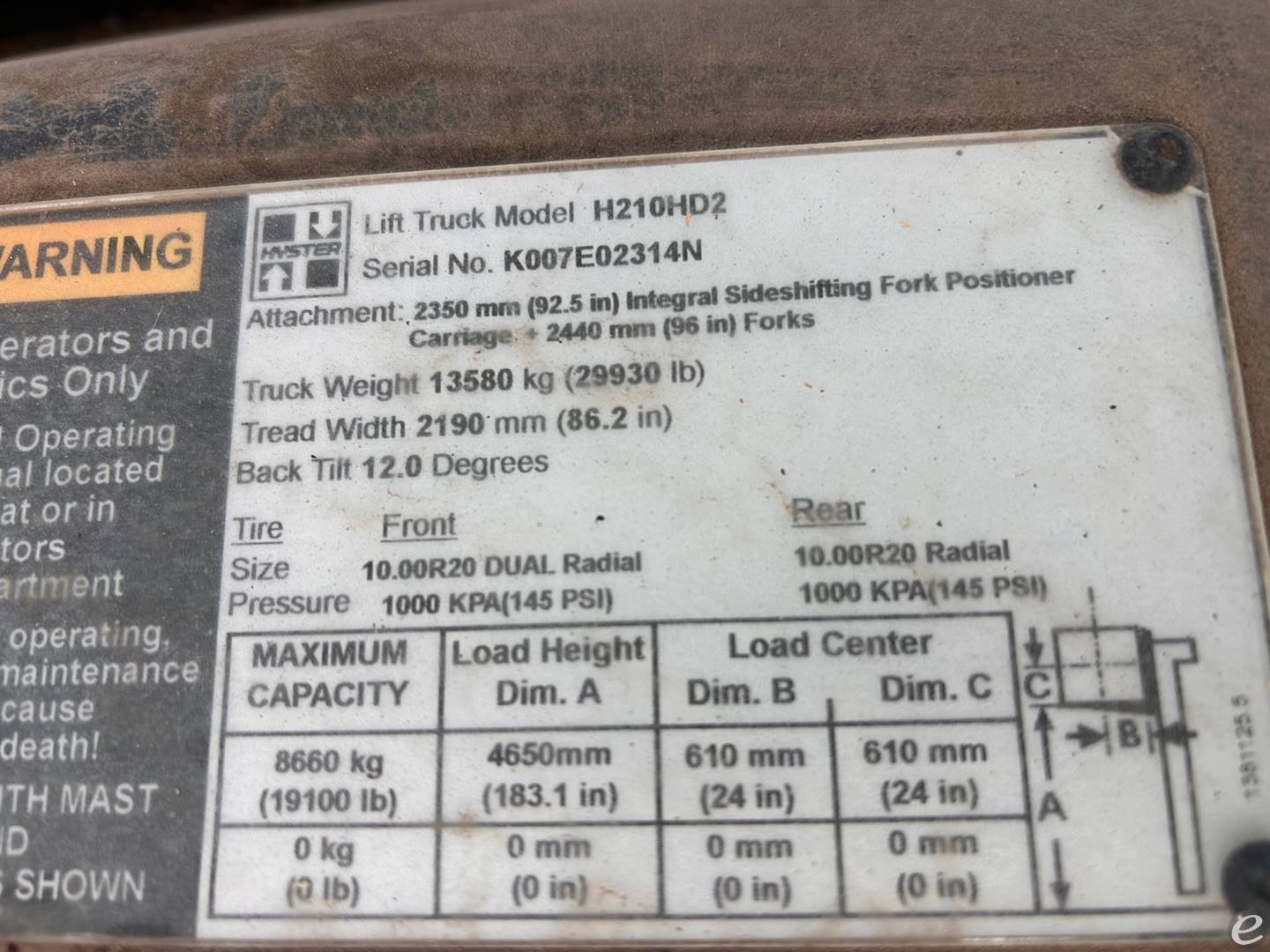 2015 Hyster H210HD