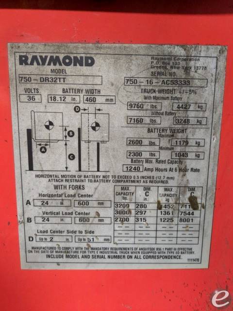 2016 Raymond 750-DR32TT