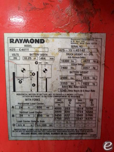 2015 Raymond 425-C40TT