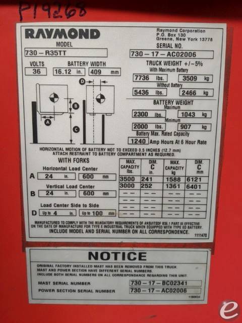 2017 Raymond 730-R35TT