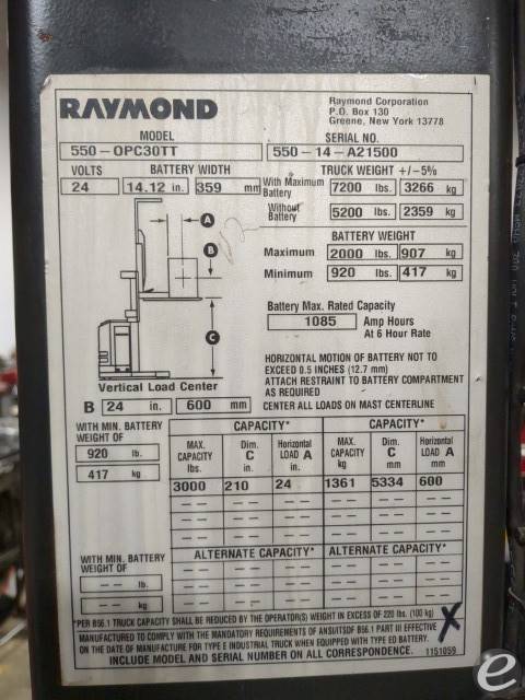 2014 Raymond 550-OPC30TT