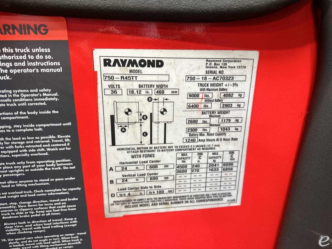 2018 Raymond 750-R45TT