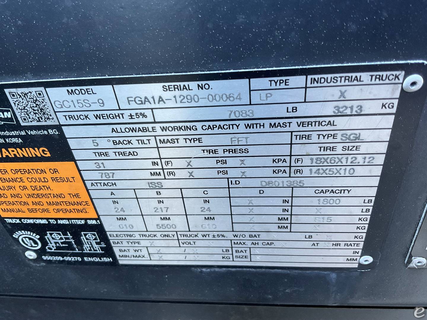 2019 Doosan GC15S-9