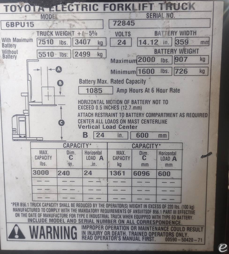 2014 Toyota 6BP15S240