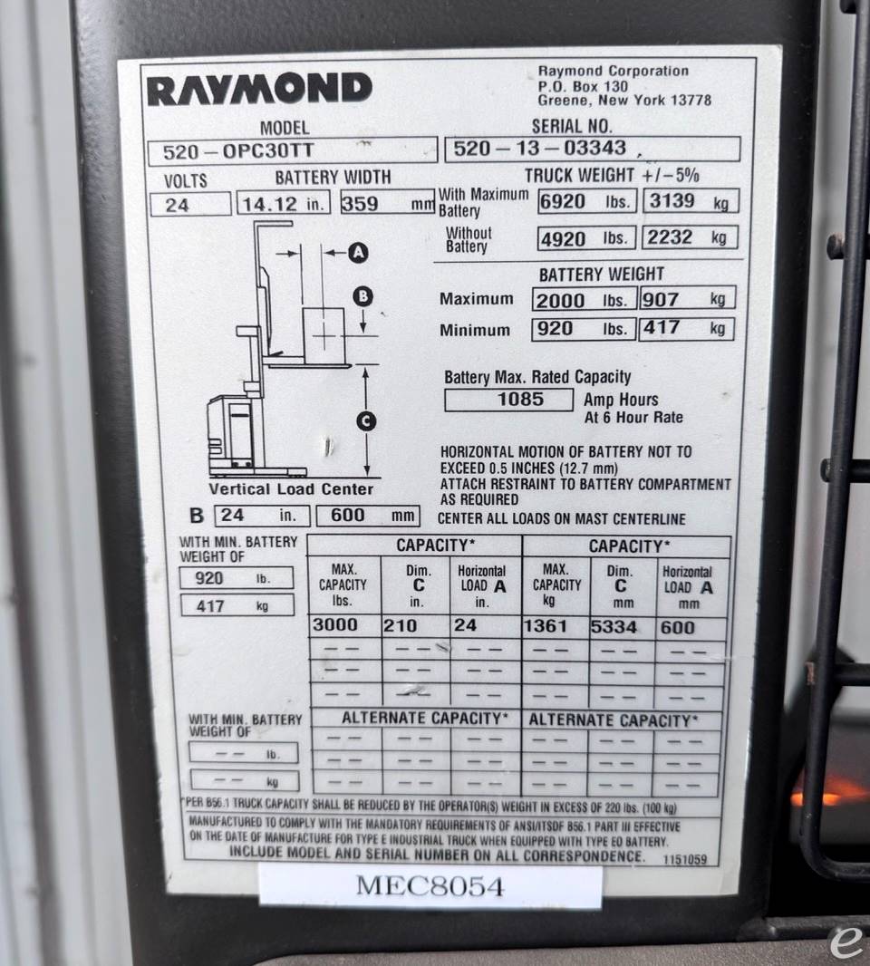 2013 Raymond 520-OPC30TT