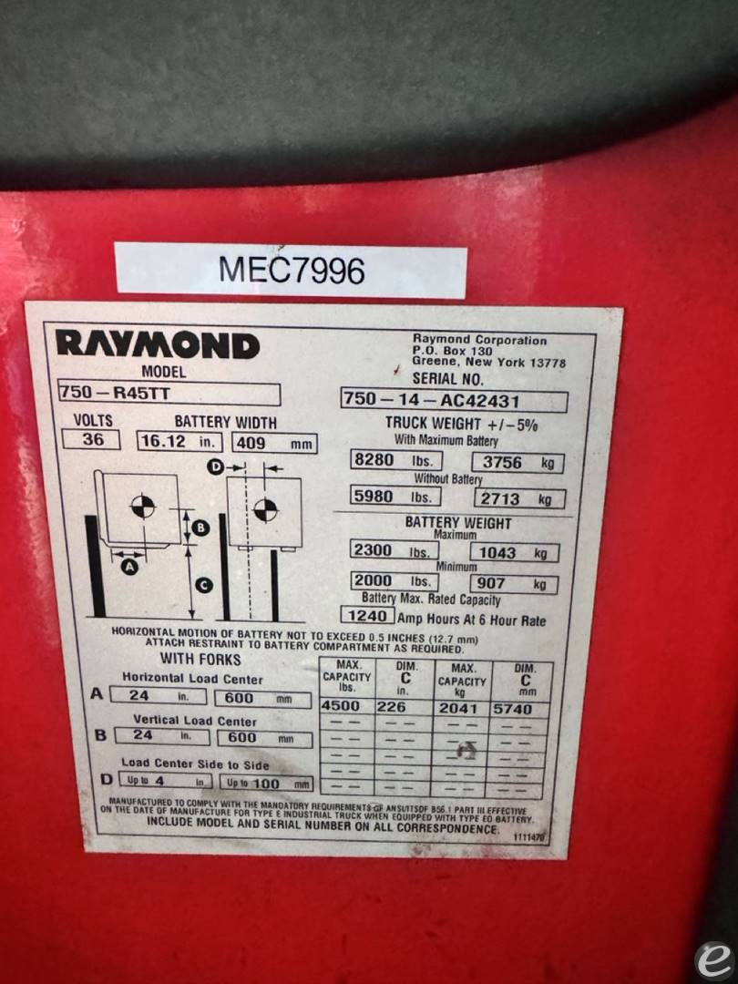 2014 Raymond 750-R45TT