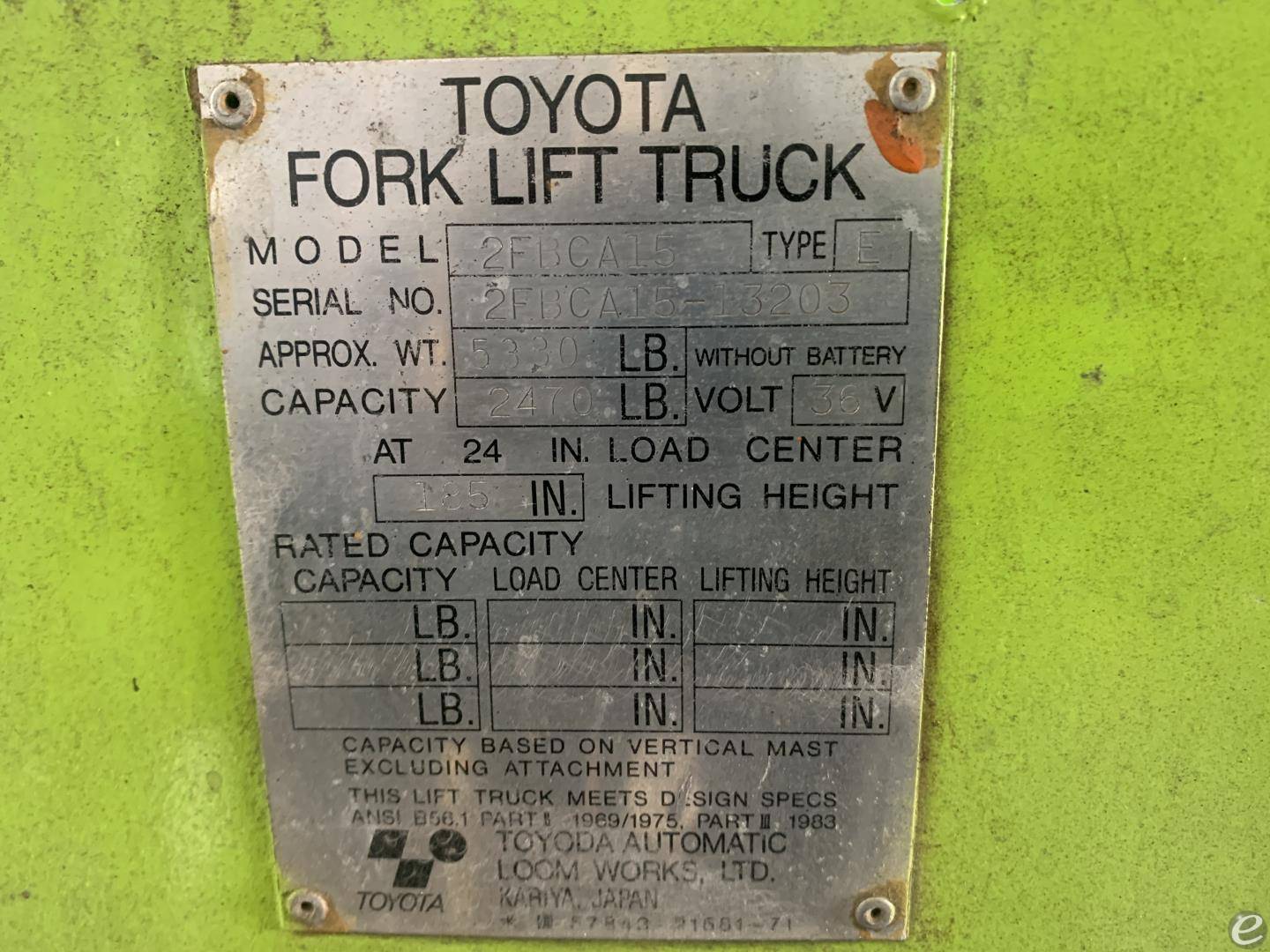 1987 Toyota 2FBCA15