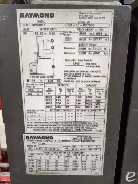 2016 Raymond 560-OPC30TT