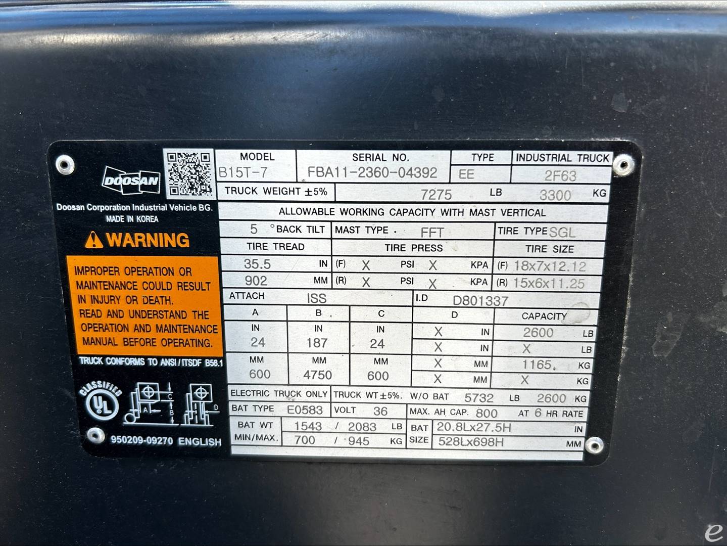 2020 Doosan B15T-7