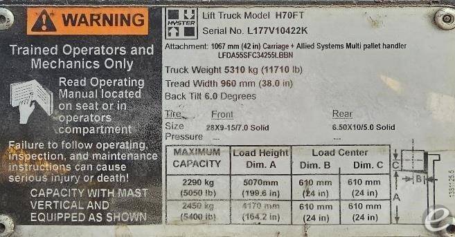 2012 Hyster H70FT