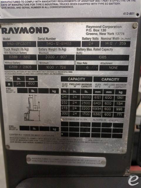 2012 Raymond 540-OPC30TT