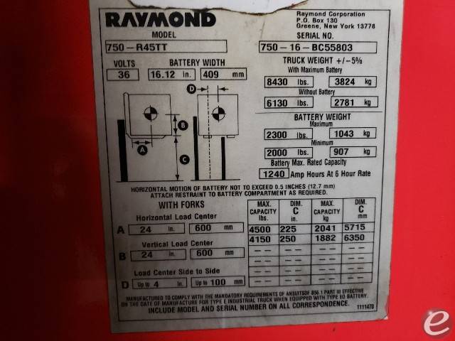 2012 Raymond 750-R45TT