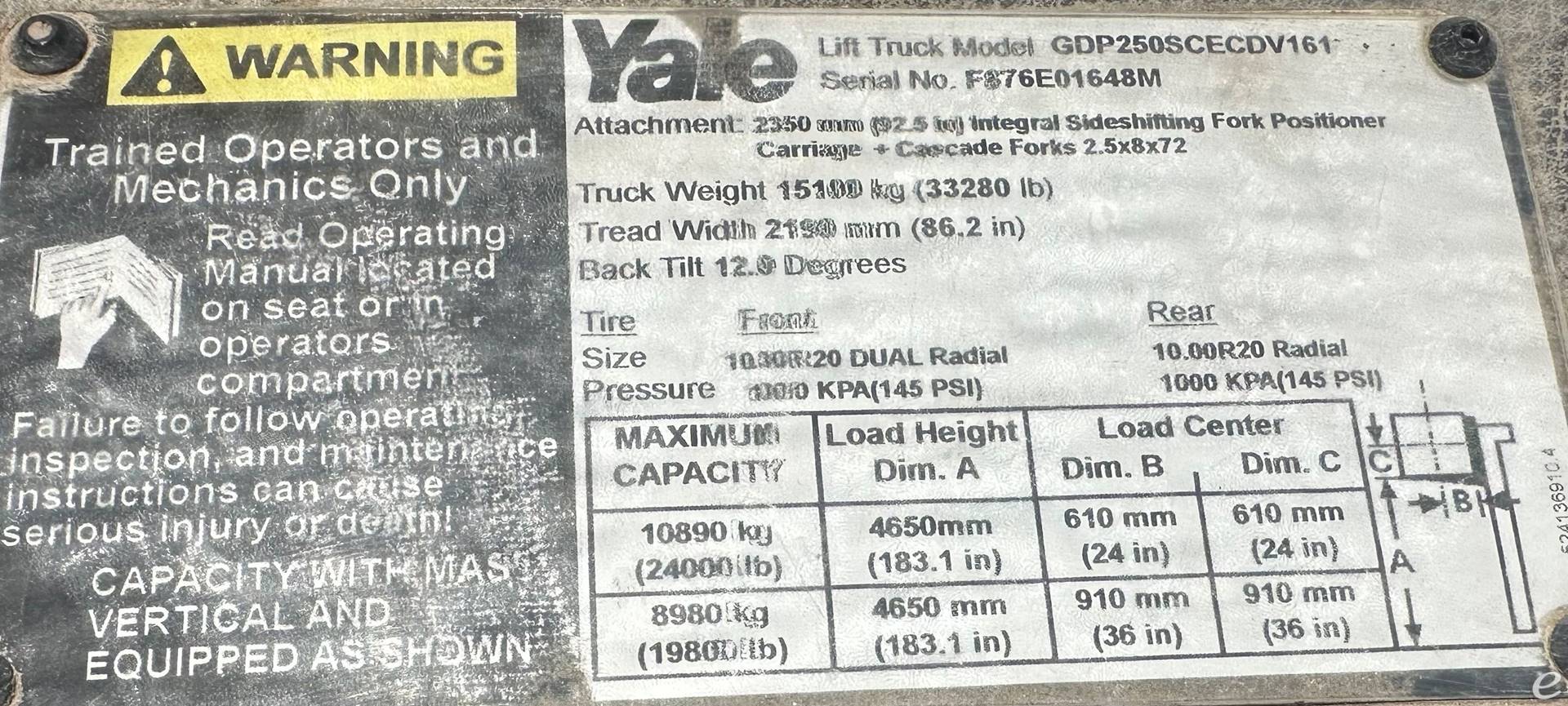 2014 Yale GDP250SCE