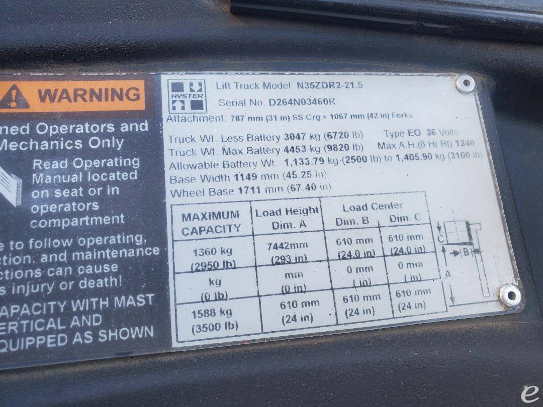 2017 Hyster N35ZDR