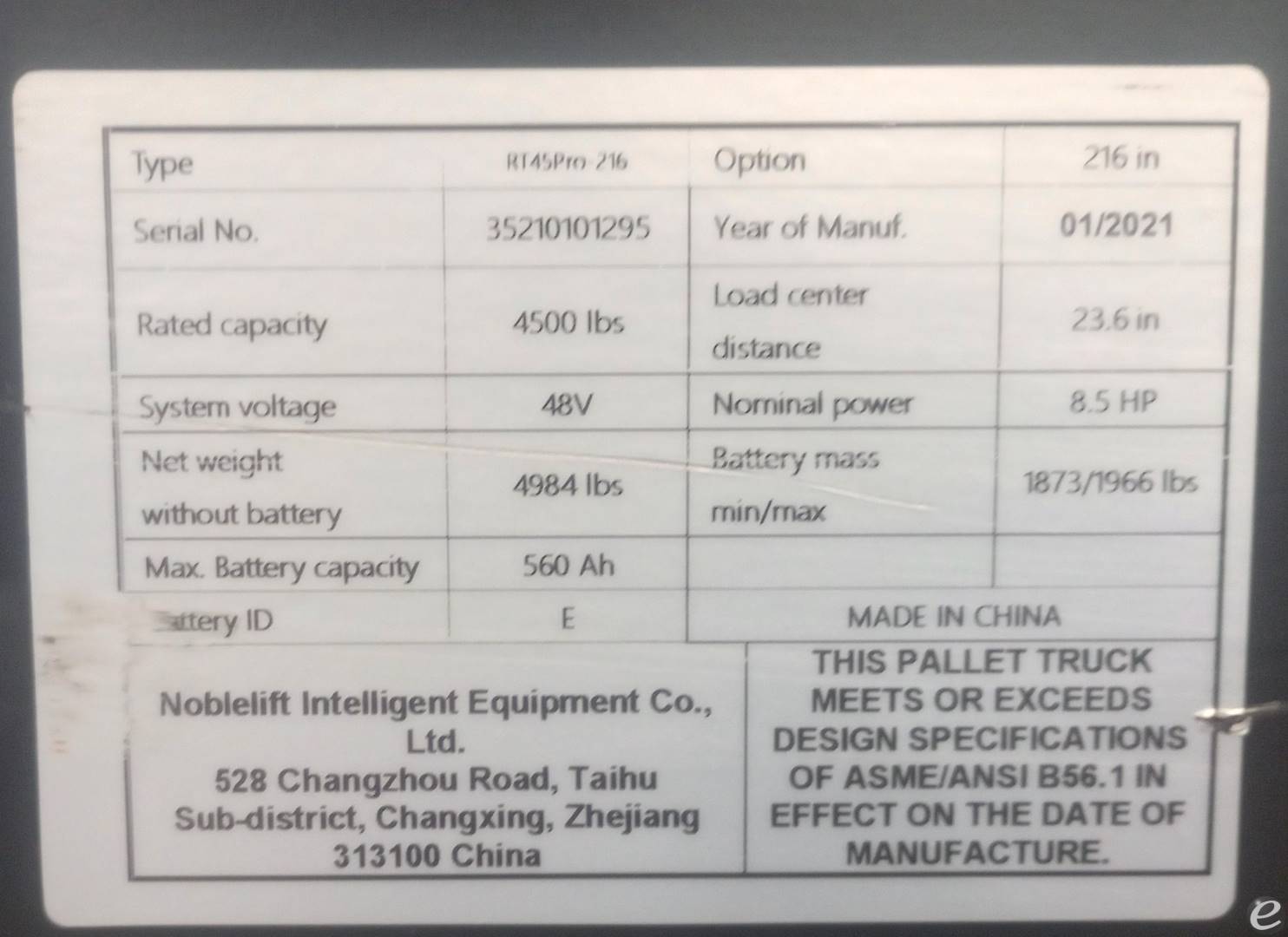 2022 Noblelift RT45PRO