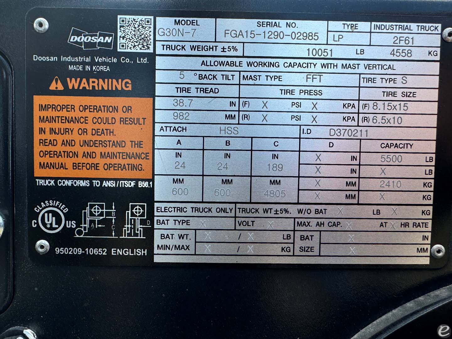 2022 Doosan G30N-7