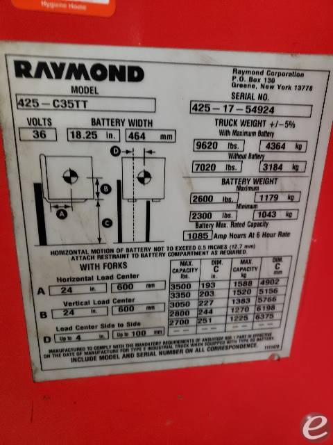 2017 Raymond 425-C35TT