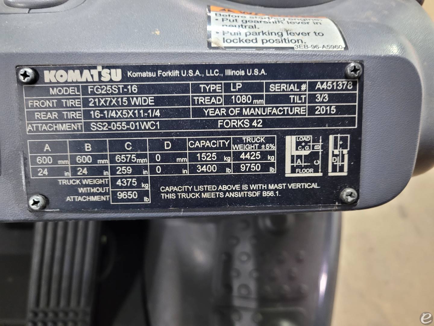 2015 Komatsu FG25ST-16