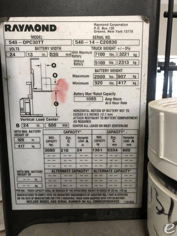 2014 Raymond 540-OPC30TT