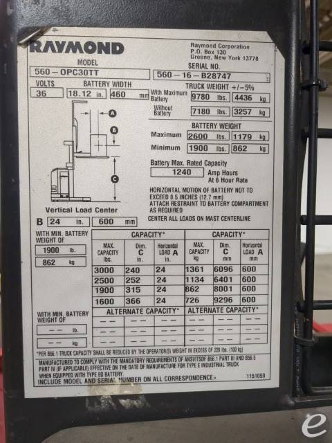 2016 Raymond 560-OPC30TT