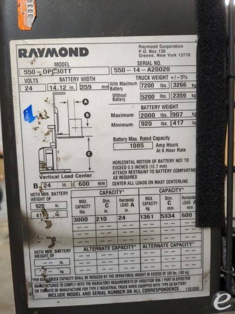 2014 Raymond 550-OPC30TT