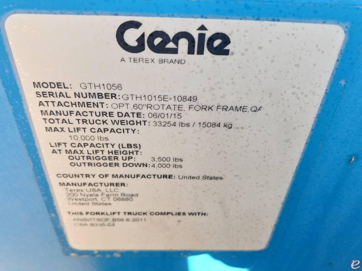 2015 Genie GTH-1056