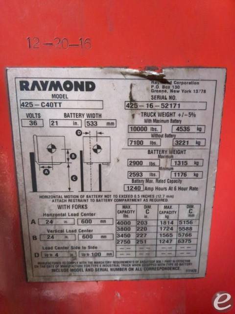 2016 Raymond 425-C40TT