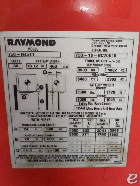 2018 Raymond 750-R45TT