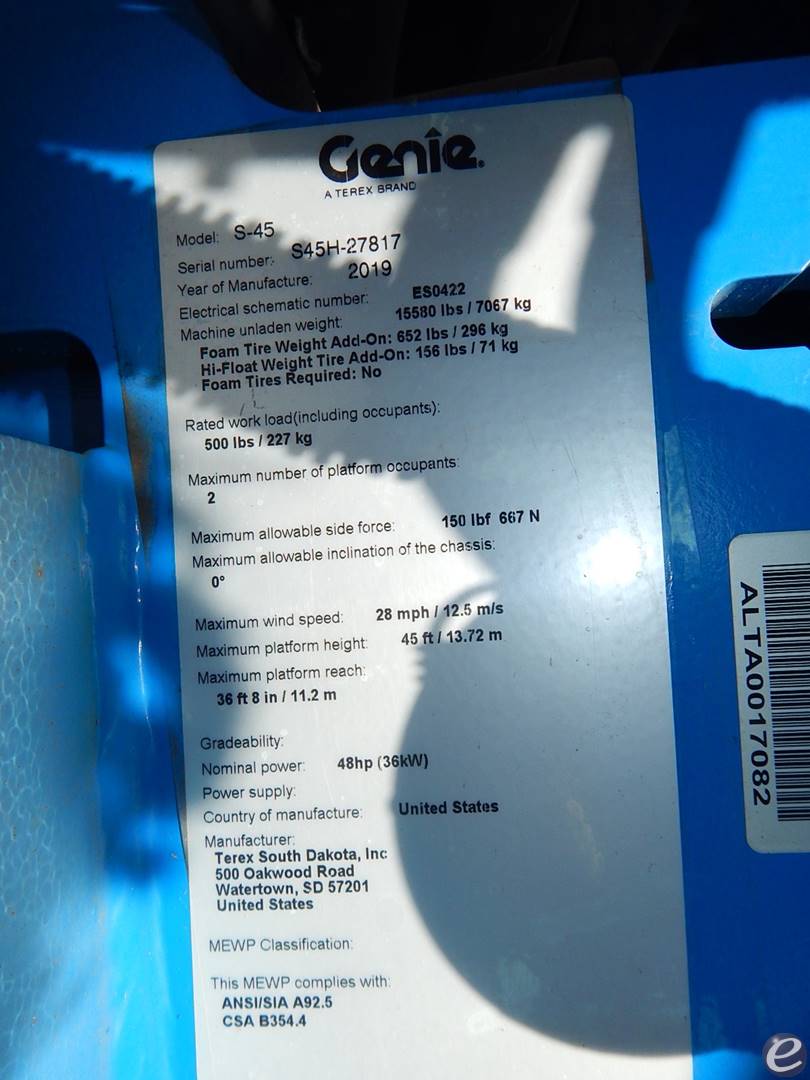 2019 Genie S45