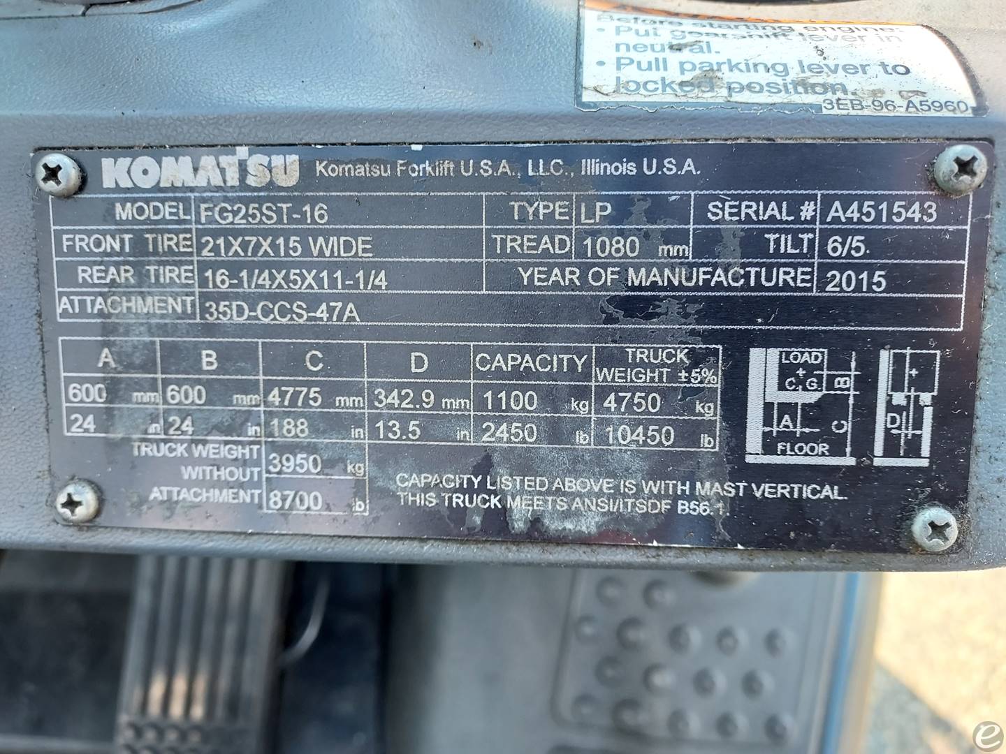 2015 Komatsu FG25ST-16